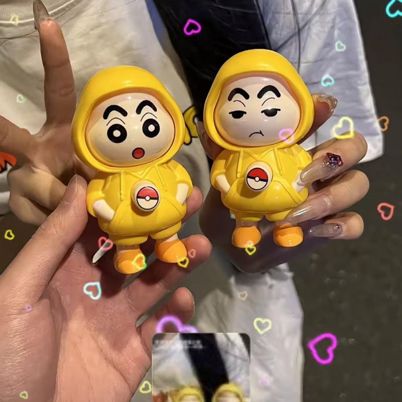 Two cute Shinchan Rotating Keychain - Fun Anime Spinner Keyring