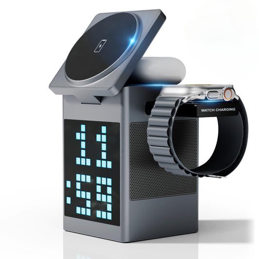 3 In 1 Wireless Charging Station With Alarm Clock